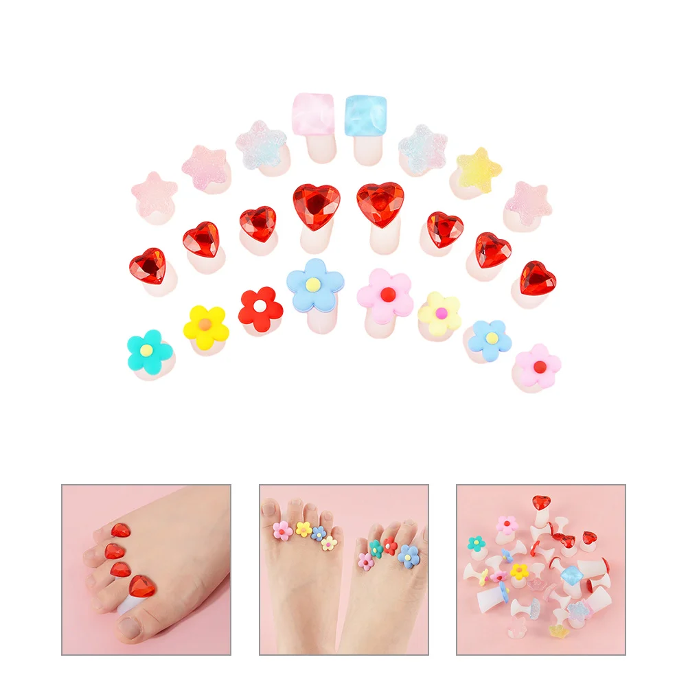 24 Uds herramientas de uñas manicura separador de dedos separadores de dedos decorativos para mujeres flor pedicura esmalte de diamantes de imitación