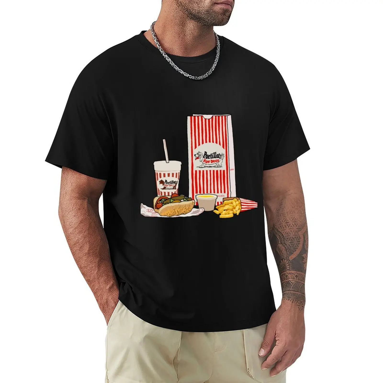 Chicago Style Hotdog T-Shirt Work Wear Breathable Tee