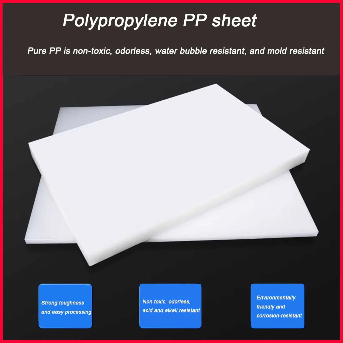 

White Polypropylene Sheets PP Plates Plastic Board Thickness 1/2/3/4/5/6/8/10/15/20mm Food Grade Waterproof Wear Resistant