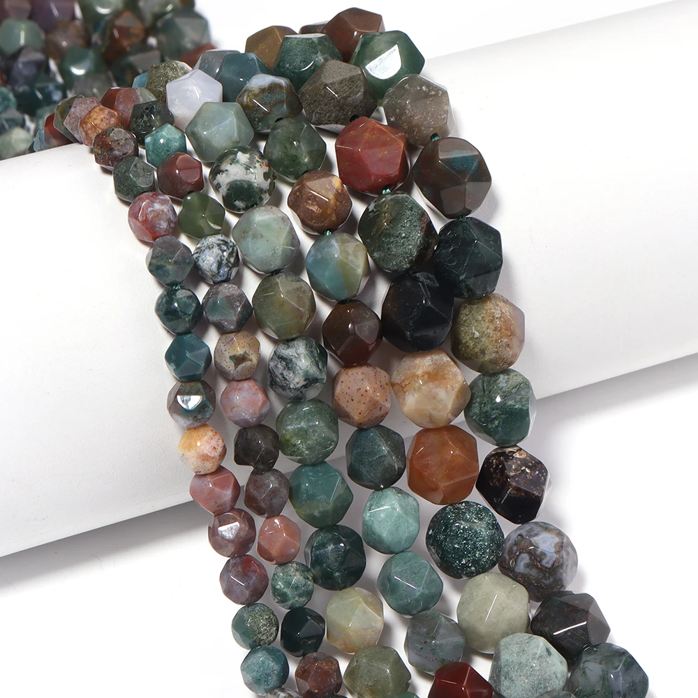 1 brin/lot de perles d'agate indienne facettées de 6/8/10 mm, perles d'espacement en pierre naturelle pour la fabrication de bijoux DIY (bracelets, colliers)