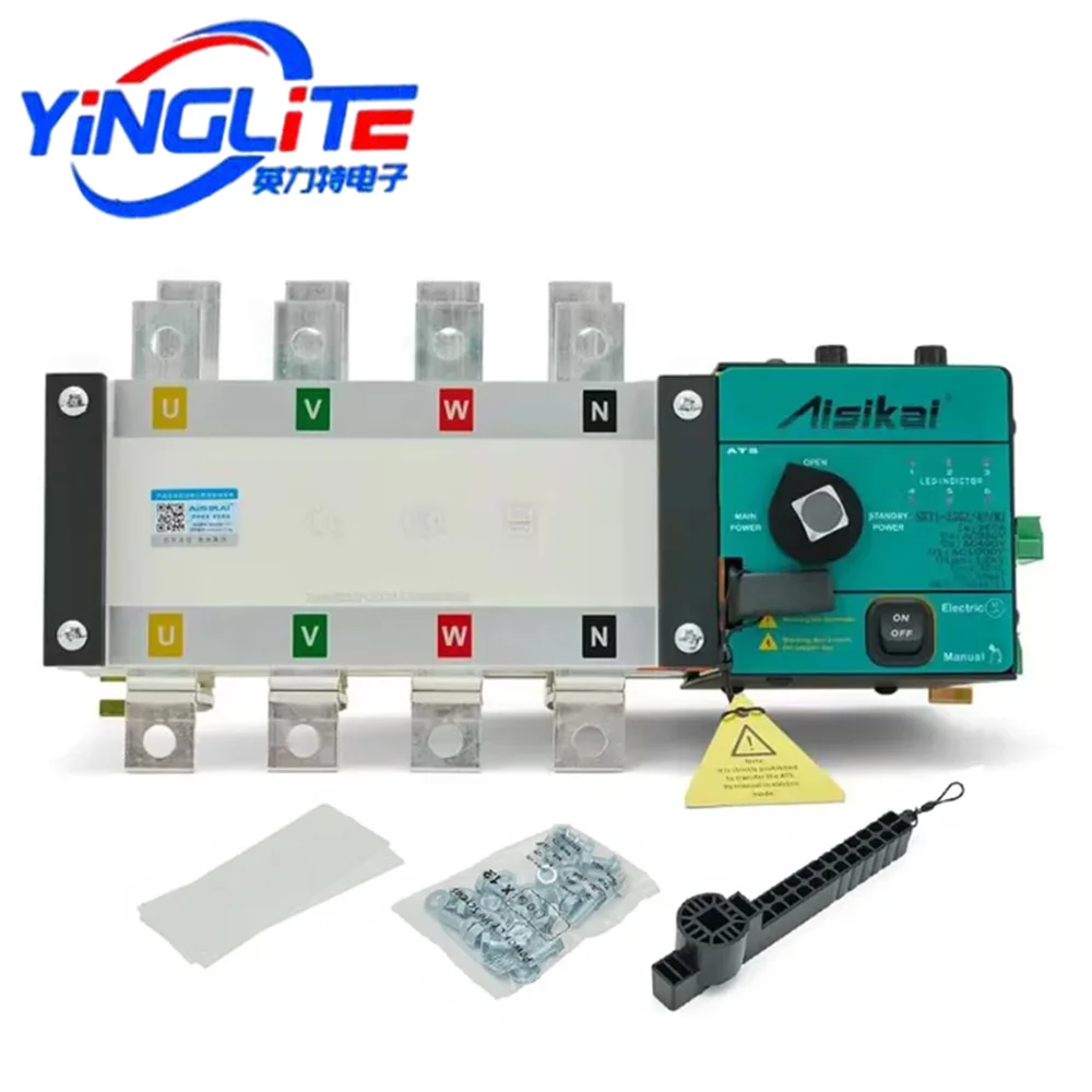 

Original AISIKAI ATS 400A 630A 4P Generator Dual Power Automatic Transfer Switch AC220V Generator Set Parts Controller SKT1-400A