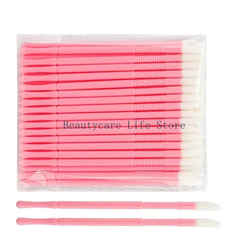 652C 100PCS Disposable Lip Brushes with Anti Slip Grips for Precise Lip Gloss Application Flocking Tip Makeup Tool