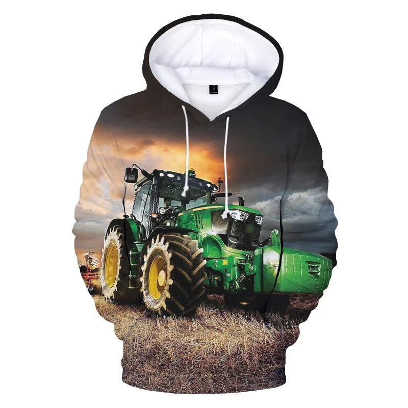 2021 3D print tractor pattern car hoodies Harajuku streetwear funny hooded sweatshirts men women fashion casual pullover clothes