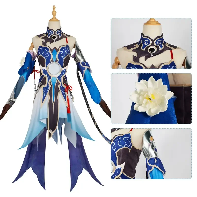 Honkai star rail game jingliu cosplay costume full set dress outfit uniform with accessories Jing Liu cosplay costume wigs