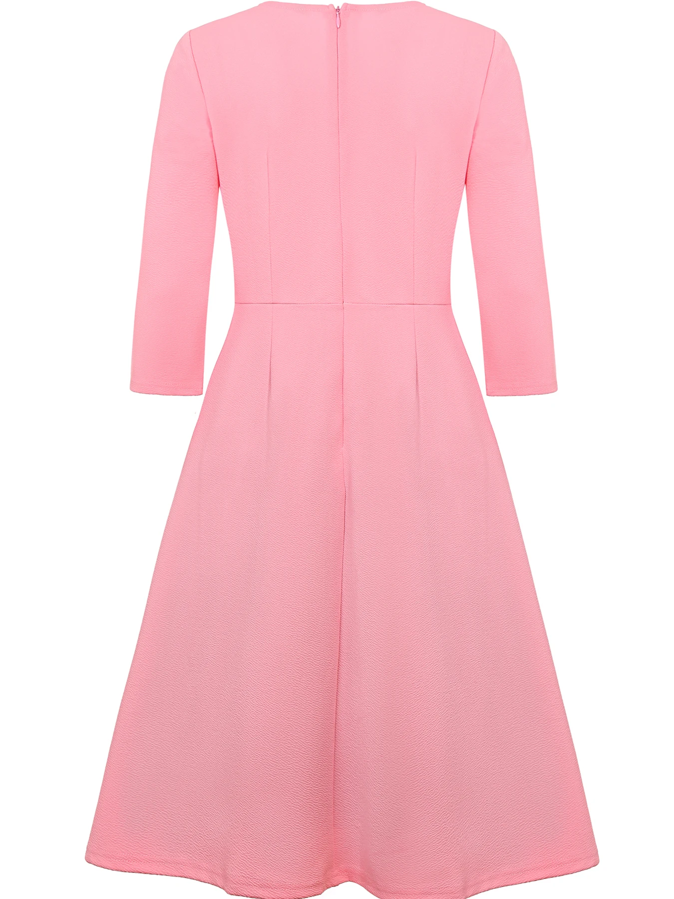 Womens Elegant 2/3 Sleeve Polka Dot Work Office A-Line Colorblock Business Casual Party Slim Fit And Flare Swing Dress
