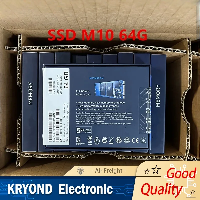 Memoria Intel Optane M10 16 GB-64 GB NVMe PCIe 3.0 SSD Cache di accelerazione della memoria per computer PC