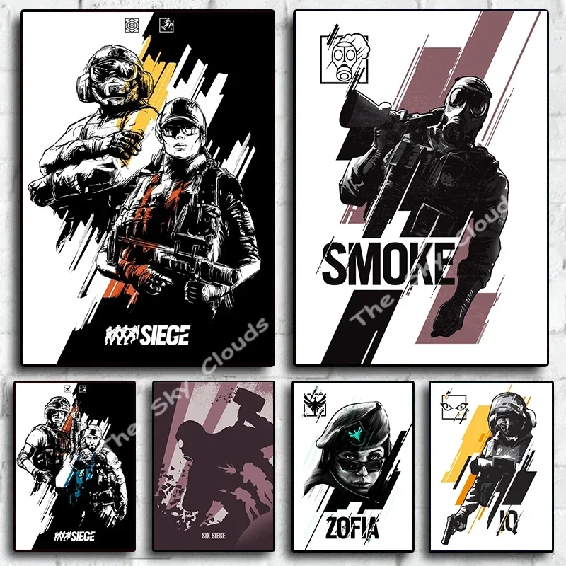 Game Six Siege Poster Figure Canvas Painting HD Printing Modern Wall Art Picture Boy Bedroom Home Decoration Aesthetic Gift