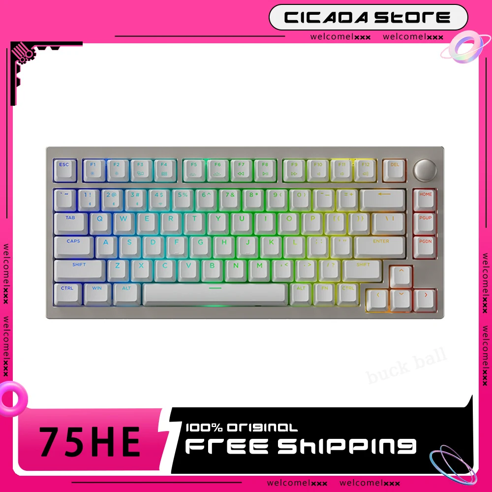 

Skn 75he Magnetic Switch Mechanical Keyboard Wireless Bluetooth 3mode Low Latency Aluminum Game Esports Rt Valorant Keyboard