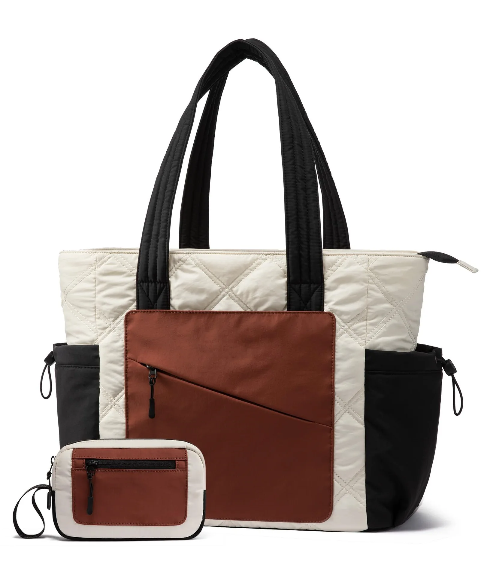 

LOVEVOOK Tote Bag for Women, Puffer Bag and Work Bags with Zipper for Travel, Daily, School, Quilted Nurse Shoulder, 2pcs