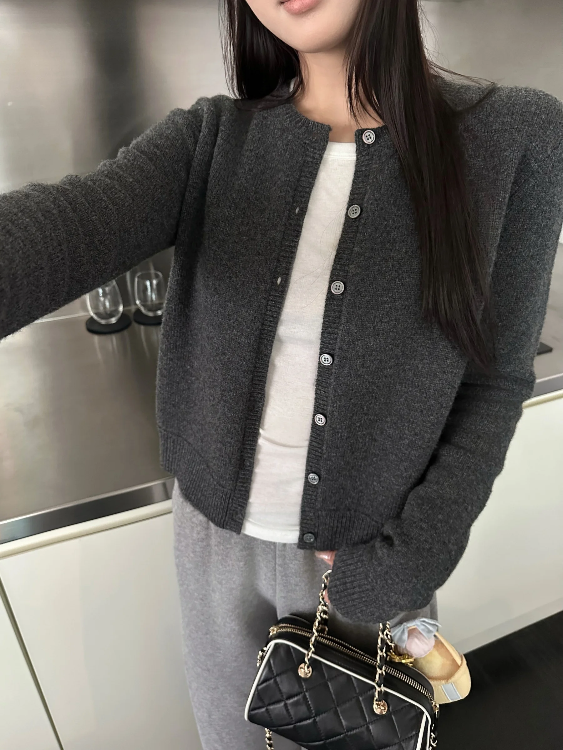 

5werkwen Women's Knitted Woolen Sweater Cardigan ey round Ne Casual Sle Long Sve Inner Wear Outerwear Spring Autumn