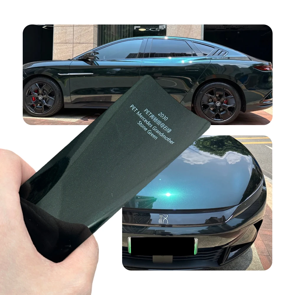 Vinilo Súper Brillante Verde Esmeralda Metálico para Envolver Completamente el Automóvil, PVC PET, Adhesivo para Carrocería, Película que Cambia de Color, Rollo de Protección de Pintura de 18M