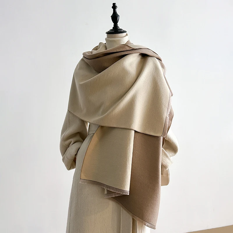 

Winter Scarf for Women Cashmere Warm Solid Pashmina Blanket Wrap Female Thick Soft Bufanda Double Side Shawl Long Poncho Echarpe