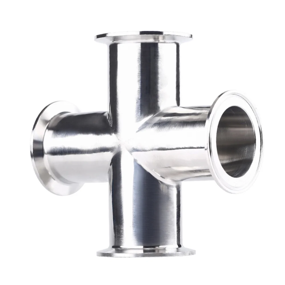 Sanitária Tri Clamp 4 Way Connector Pipe Fitting,Tri Clamp Estilo Cruz para Homebrew, aço inoxidável SS304, 1.5 ", 38mm, OD 50.5mm