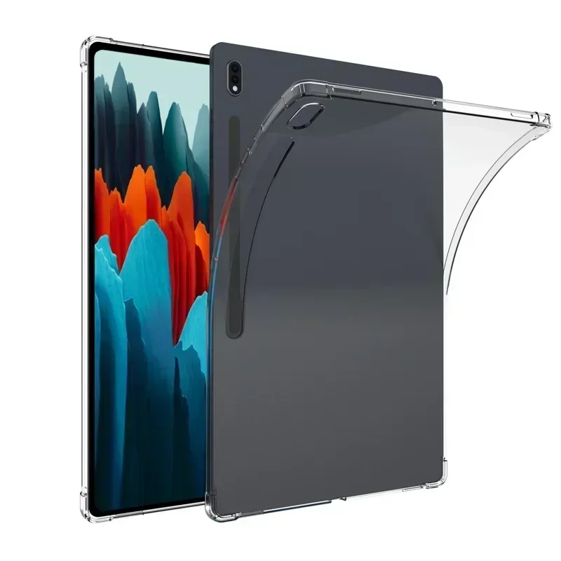 Funda de silicona para Samsung Galaxy Tab S7 Fe S8 Plus + 12,4 11 SM-T870 X700 X800 T730 S6 Lite, funda trasera transparente de TPU suave