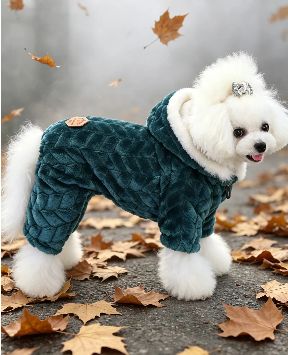 Haustierkleidung, verdickte warme Herbst- und Winteroutfits, Hundekleidung, Tierkostüme, vierbeinige Welpenanzüge, verdickte warme Mäntel – Detail 11