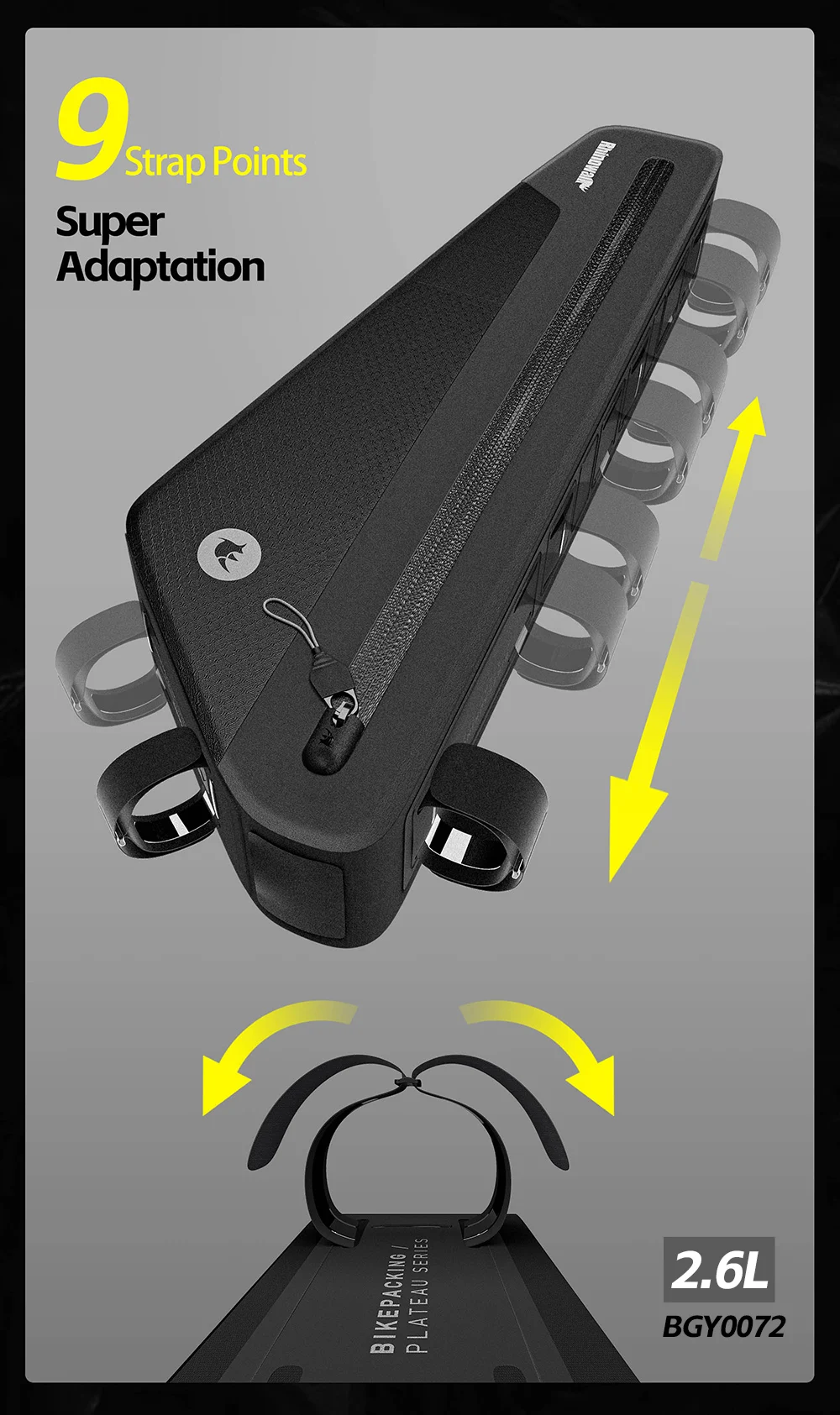 Rhinowalk Fahrradrahmentasche 1,7/2,6 l IPX4 wasserdichte Dreiecksschlauchtasche rutschfest lackfest für MTB- und Rennrad Radfahren Bikepacking – Detail 14