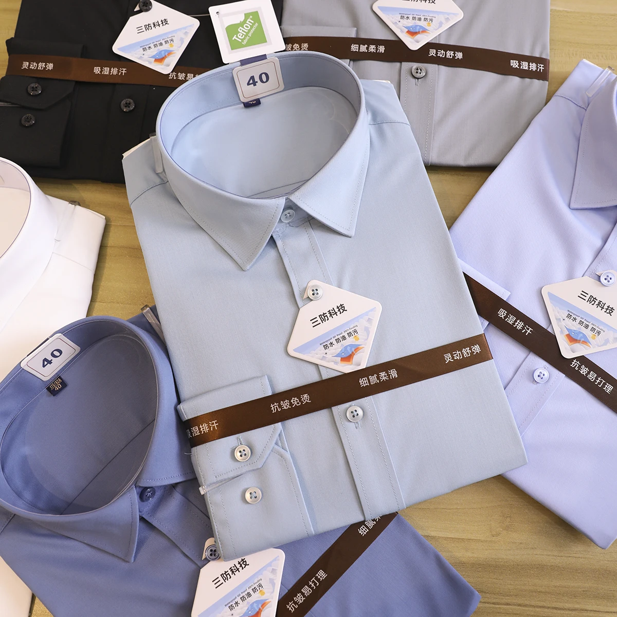 

Tech Fabric Long Sve irt Anti-Wrinkle Iron-Free Comfortable Skin-Friendly Men's Casual Busin Pure Color Autumn irt