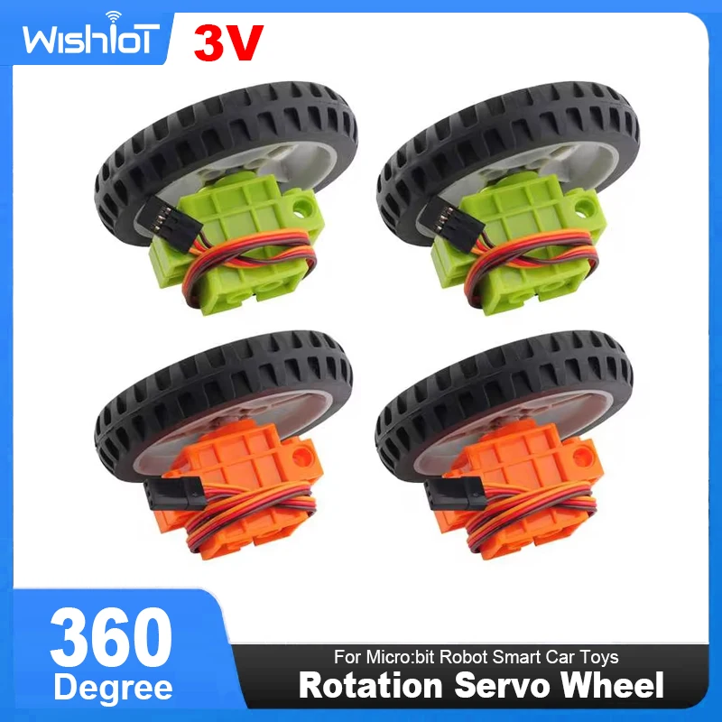 4PCS Geekservo Rotation Servo Wheel Compatible 360 Degree Continuous with Legoeds Building Blocks Micro:bit Robot Smart Car Toys