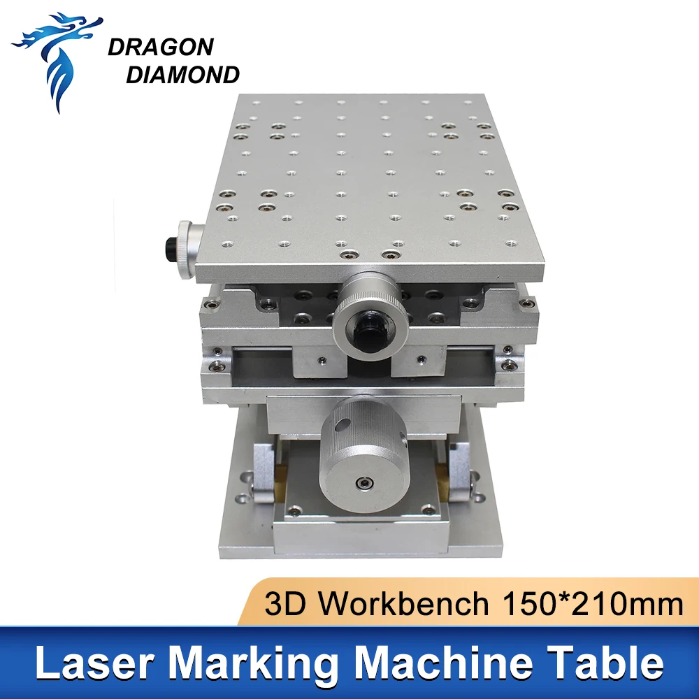 3D Marking Workbench Lift Platform XYZ Axis Manual Adjustable Moving Table Stainless Steel 210x150x150mm for Fiber Laser Machine