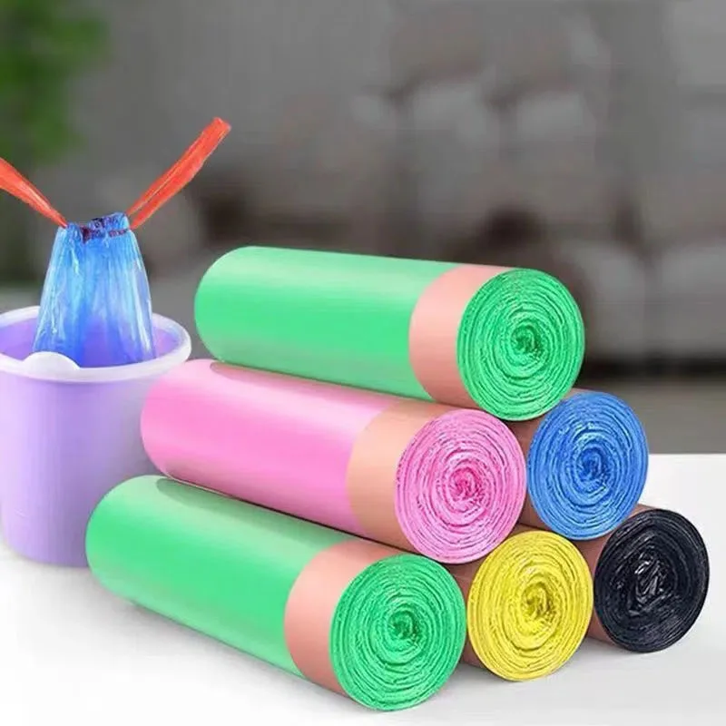 300 Pcs/Lot Plastic Drawstring Garbage Bag Extra Thick Living Room Bedroom Garbage Bag Bathroom Kitchen Garbage Cleaning Bag