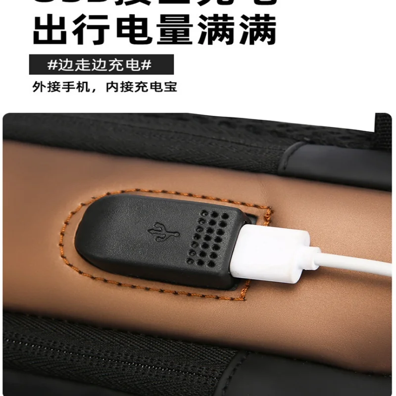 Multi functional password lock fashionable chest bag for men, large capacity portable commuting phone crossbody bag, trendy and image 5