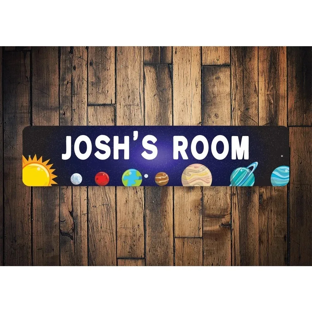CIFbuy Personalized Text Long Metal, Custom Space Planet Kids Room Wall Ornament