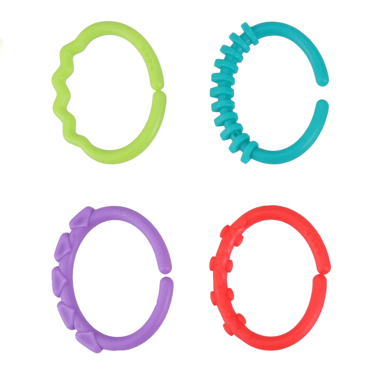 

24pcs Baby Hand Grab Link Rings Teether Rattle For Infant Stroller Car Seat Travel Newborn Activity Play