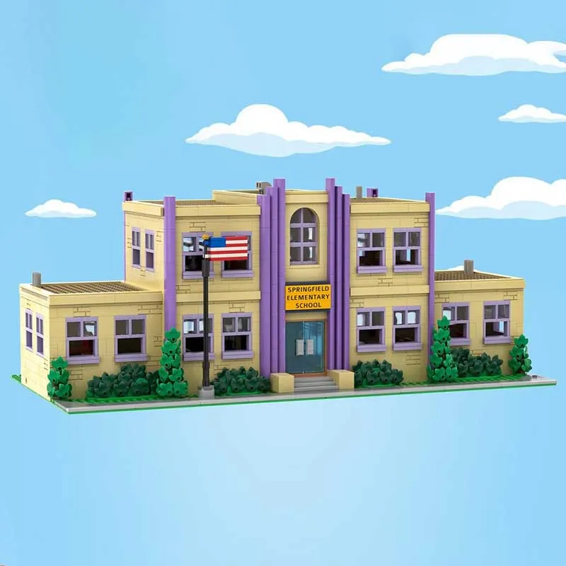 Moc قوالب بناء وحدات سبرينغفيلد المدرسة الابتدائية نموذج التكنولوجيا وحدات كتل هدايا عيد الميلاد اللعب لتقوم بها بنفسك مجموعات الجمعية