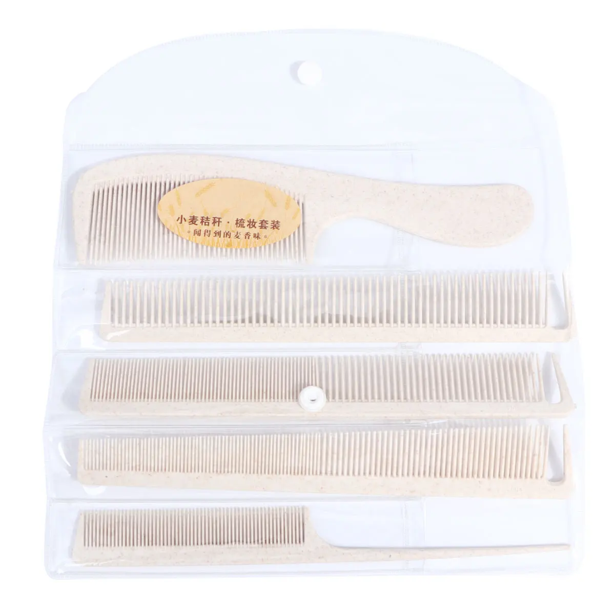 

5 pcs Wheat Straw Combs Pack Lightweight Durable Salon Hairdressing Comb Set Portable Heat Resistant Anti Static Unbreakable
