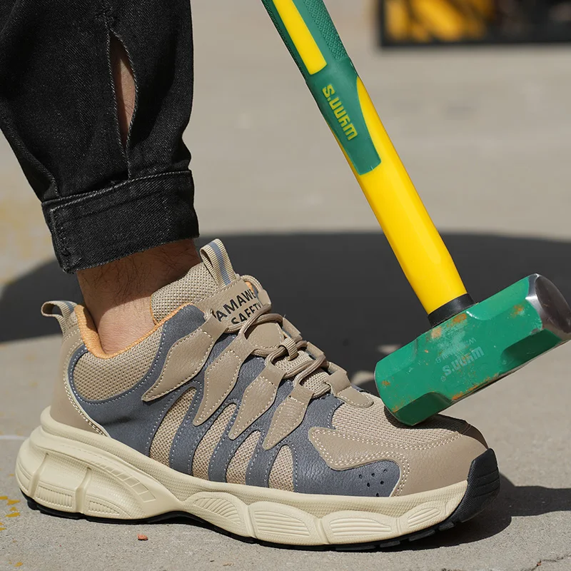 أحذية أمان الرجال مع غطاء صلب لأصبع القدم مكافحة سحق الرجال أحذية عمل أحذية رياضية خفيفة مقاومة للثقب أحذية غير قابلة للتدمير البناء