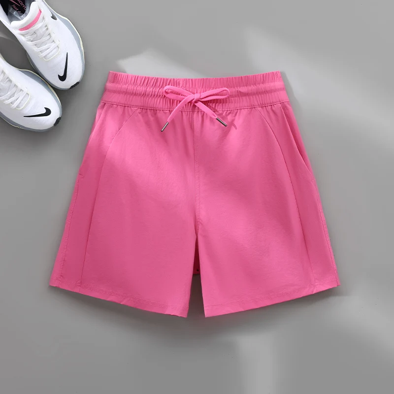 PHIGEER Women's High Waist Workout Shorts With Pockets Running Gym Shorts Soft Breathable Athletic Sweat Shorts Clothing Fitness