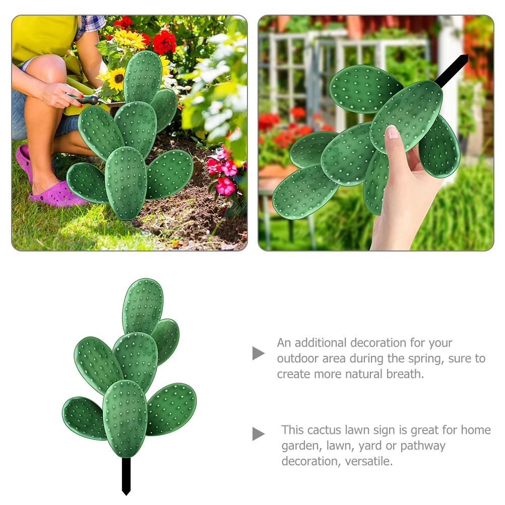 

Cactus Decorative Stakes Ground Inserted Lawn nament Yard Stake Decor Outdoor Garden Decoration Spring Acrylic Material Home