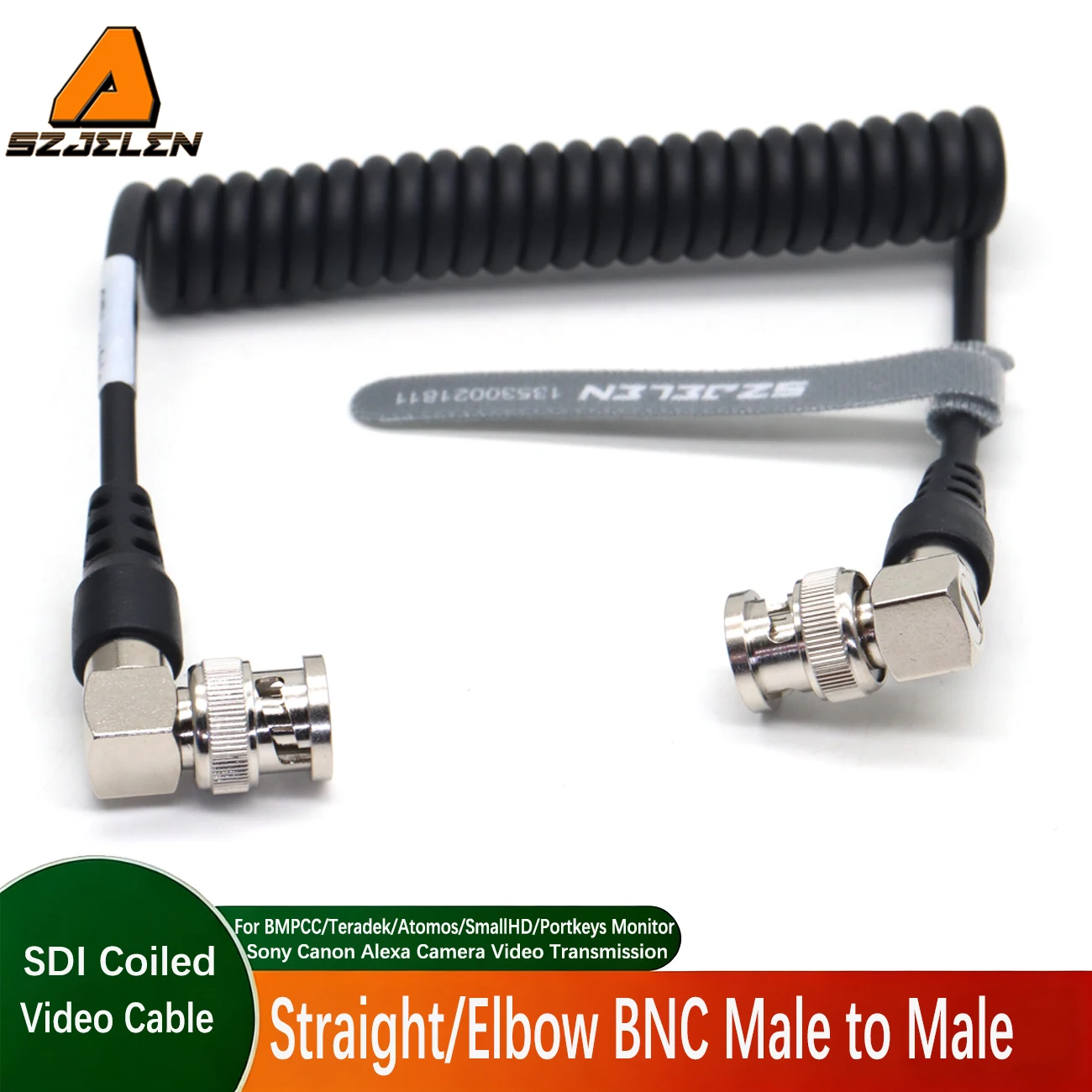 

3Type Coiled BNC Cable 3G/HD SDI Cable 12in 75 Ohm Right Angle BNC Jumper Cord for Camera Video Equipment Support HD-SDI 3G-SDI