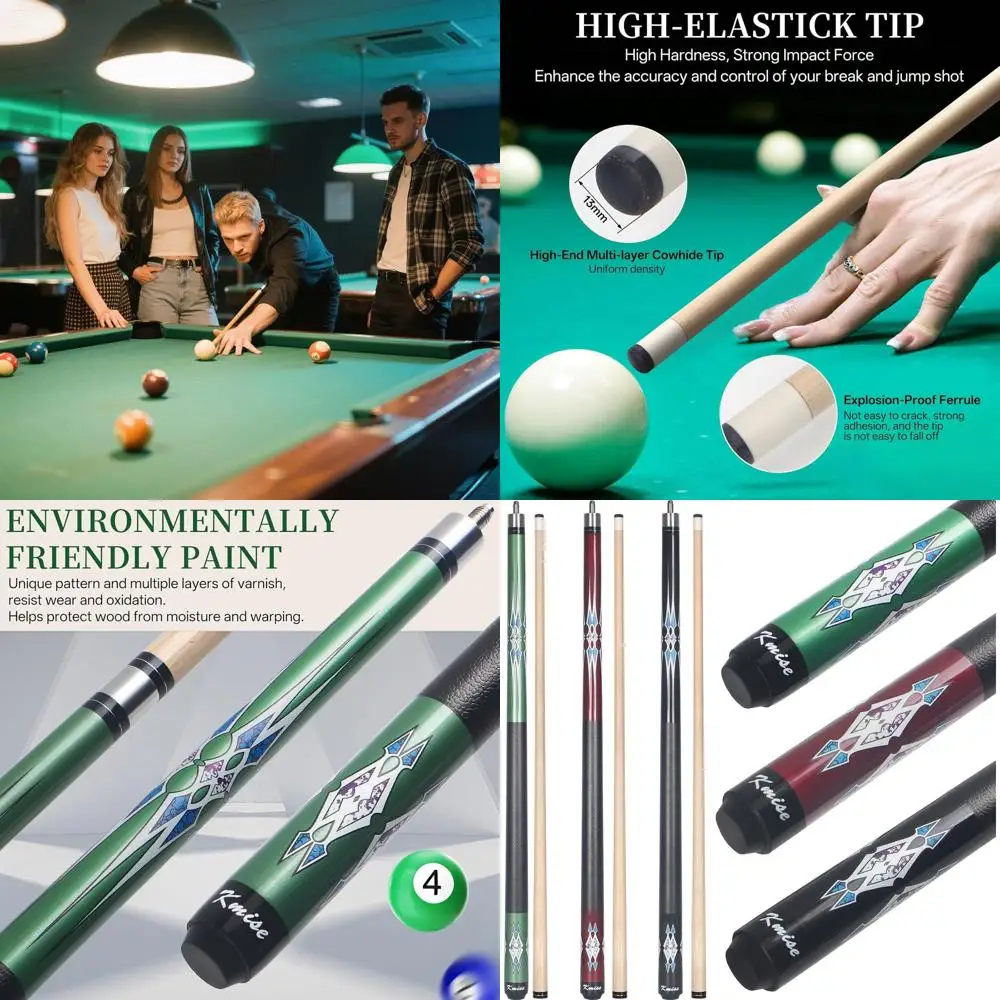 

58 Pool Cues Set, 18-21Oz Canadian Maple, Adult-Sized, Multiple Colors, Ideal for Bar & Home Billiards