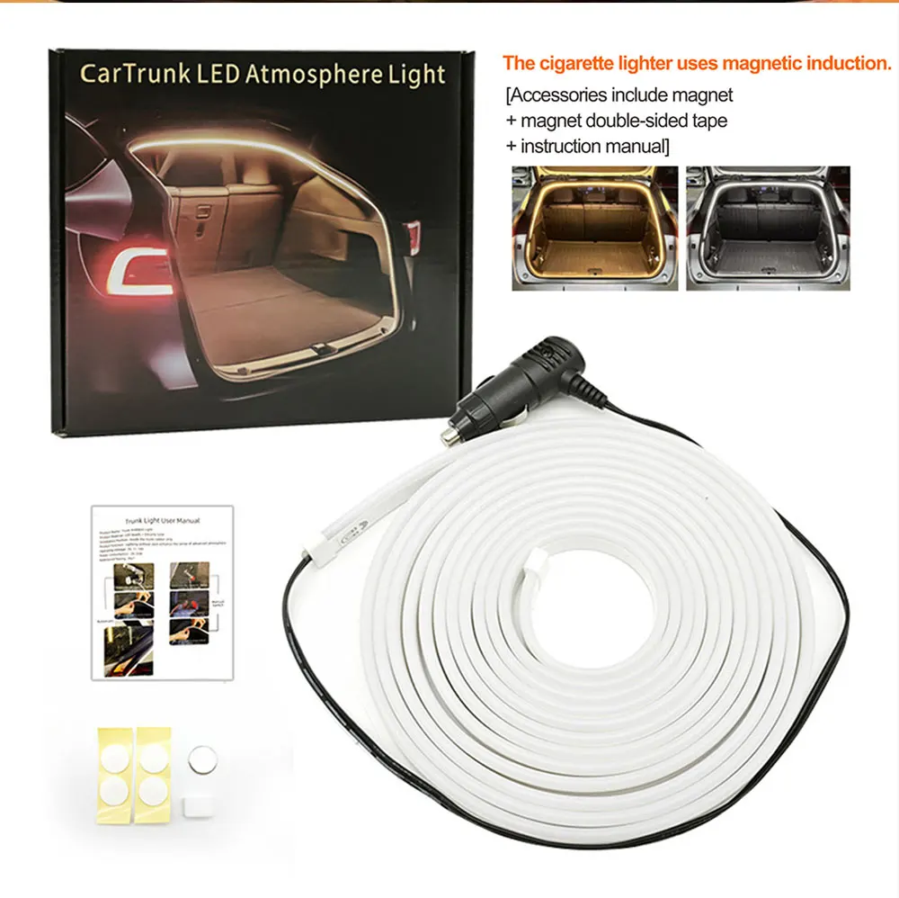 Tira de luces LED para maletero de coche, material de PVC impermeable, flexible, encendido/apagado automático, instalación oculta, universal para modelos MPV/SUV.