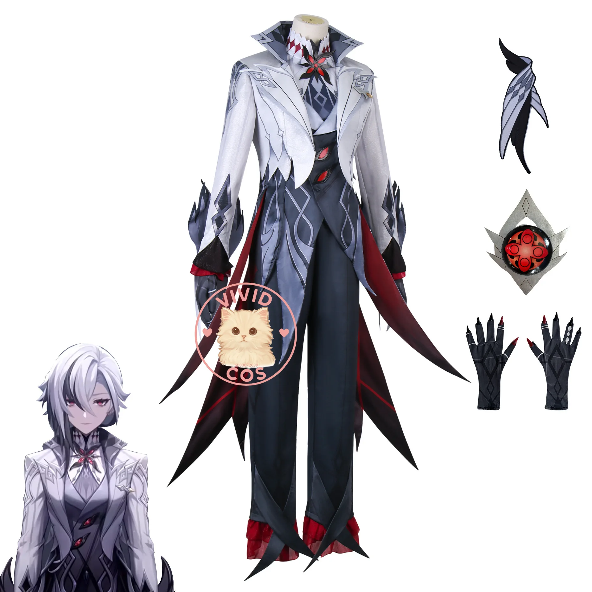 Popular Game Genshin Impact Cosplay Costume Anime Arlecchino Role Play Suit Handsome Male Uniform Set for Comic Con Halloween - Image 3