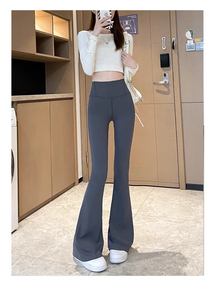 Shark Flared Pants Women's Spring and Autumn 2026 New High Waist Skinny Black Casual Micro-pull Dance Yoga Pants