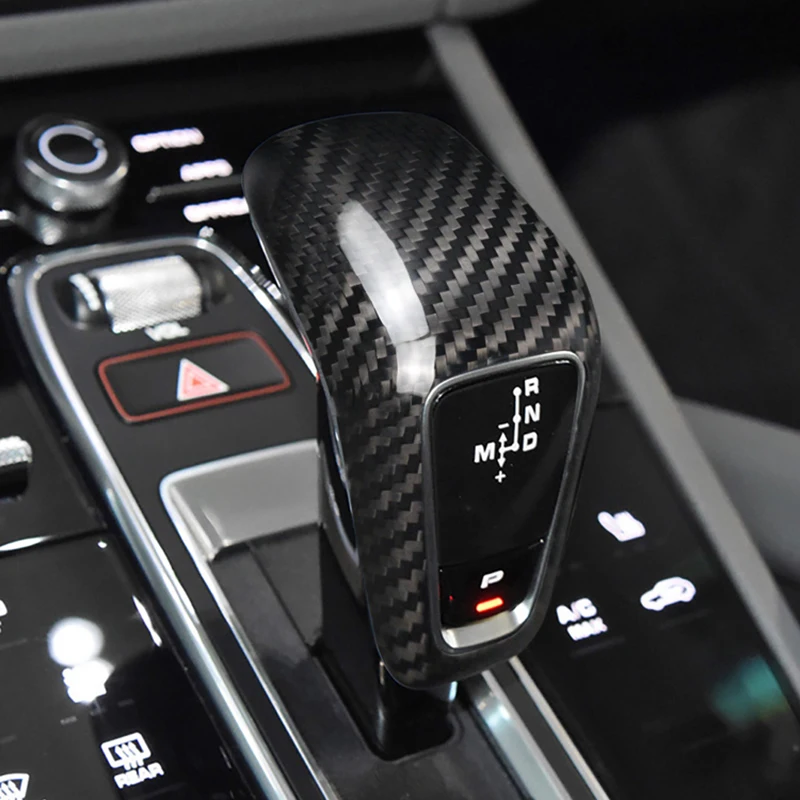 

Car Gear Head Cover Sticker Real Carbon Fiber Decoration Decals For Porsche Cayenne 2018-2023 Styling Interior Accessories