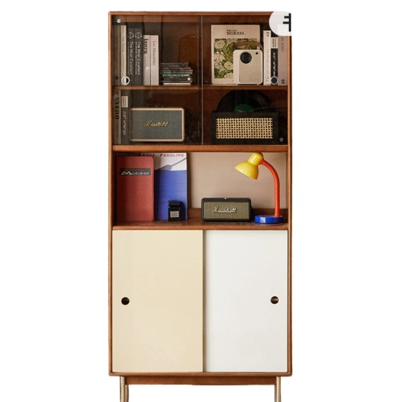 

Solid wood bookcase, Bauhaus storage study display household dining side cabinet