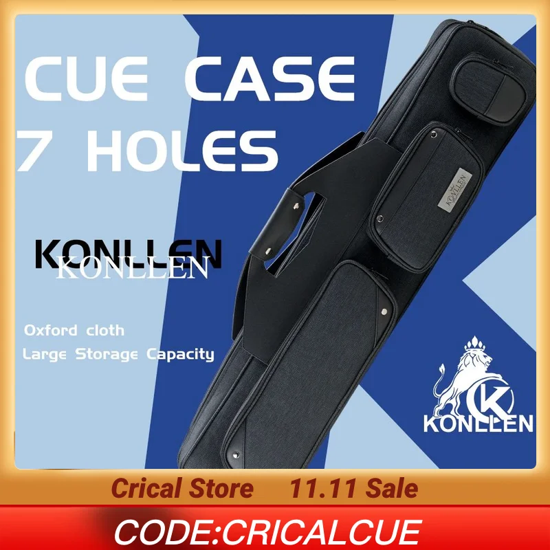 

KONLLEN Pool Cue Case with 7 holes cue case hard 3 Butts and 4 Shafts for Billiard cue case