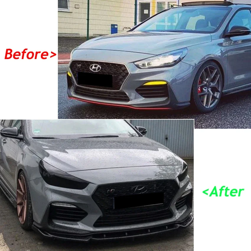 Car Front Bumper Lip Body Kit Spoiler Splitters Diffuser Tuning ABS For Hyundai I30 N MK3 Hatchback 2017-2019 MK3.5 2020-2023+