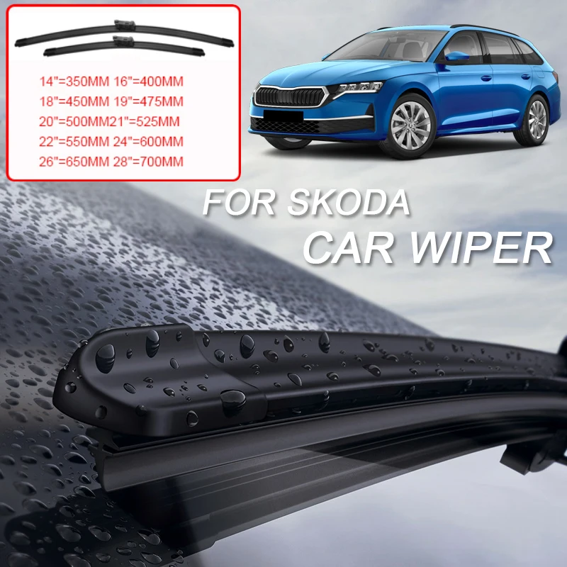 2PCS For Skoda Elroq Enyaq Fabia NJ Kamiq Karoq Kodiaq Octavia Rapid Spaceback Superb Yeti Car Front Windshield Rubber Wiper