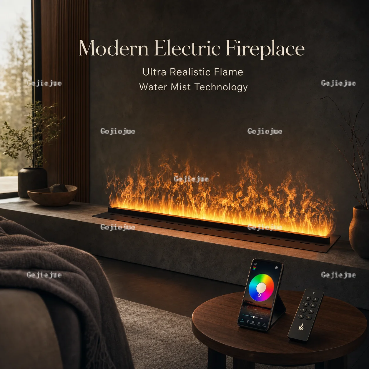 80cm Artificial Flame Fireplace Commercial Linear Vapor Fireplace with Adjustable Flame Levels for Lounge and Office Projects