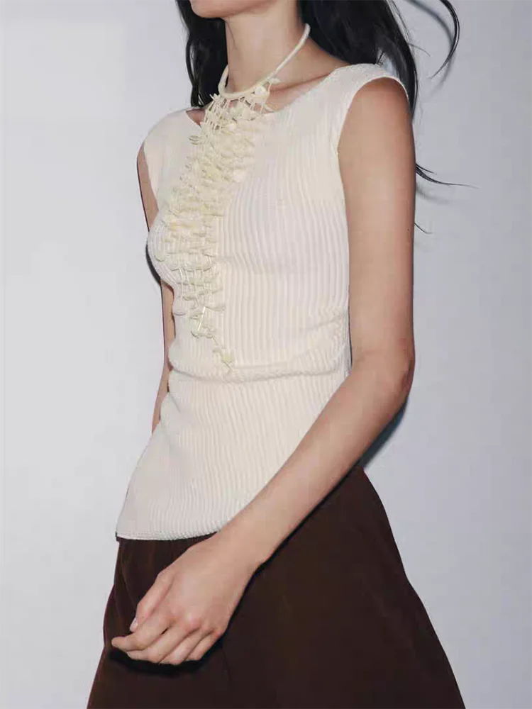 Jesień 2025 Nowa Damska Moda Asymetryczna Plisowana Teksturowana Bluzka z Okrągłym Dekoltem Wszechstronna Elegancka Sceniczna Etniczna