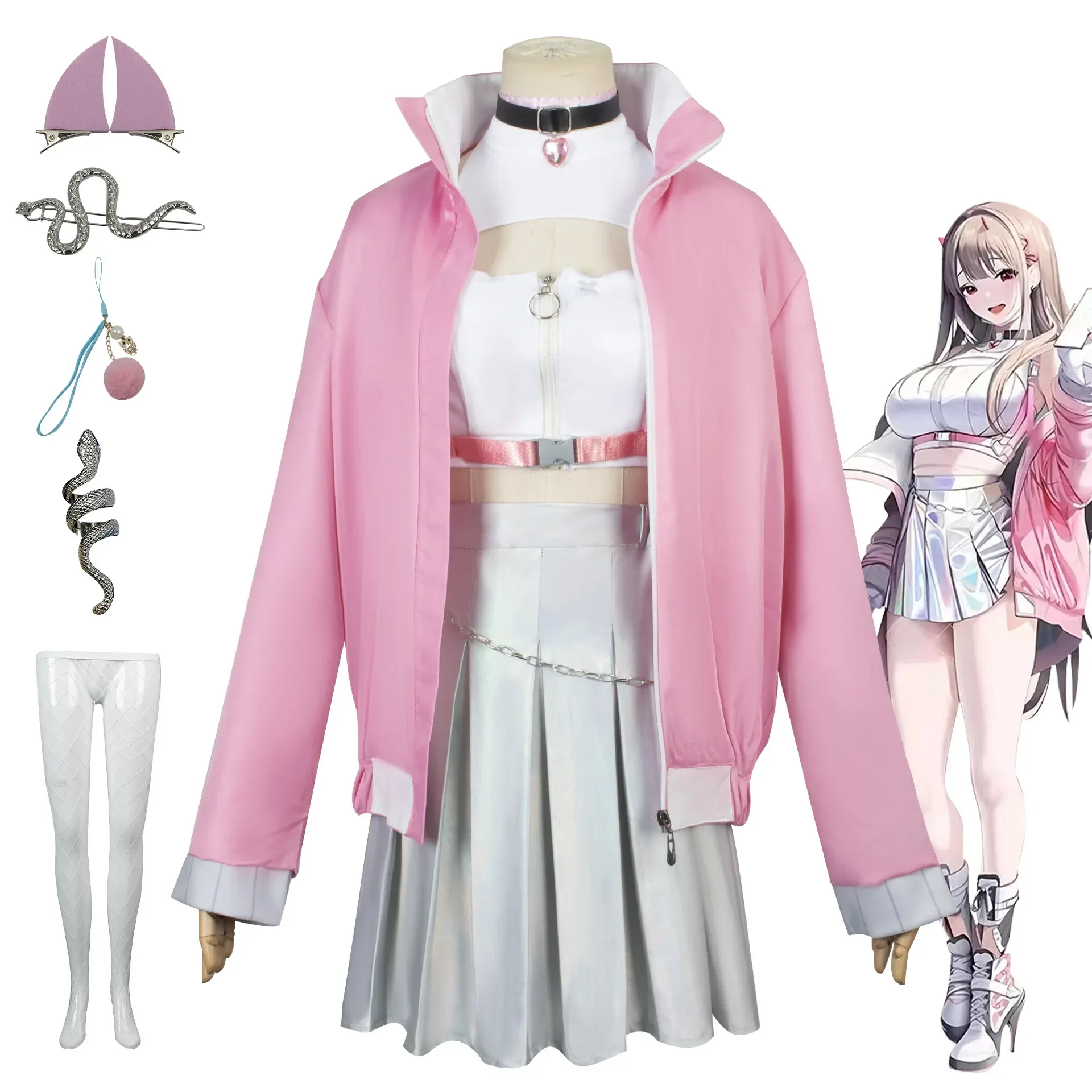 Disfraz de Anime NIKKE de la diosa de la victoria para niña, uniforme JK rosa, chaquetas, faldas, sombreros, guantes, traje para Halloween