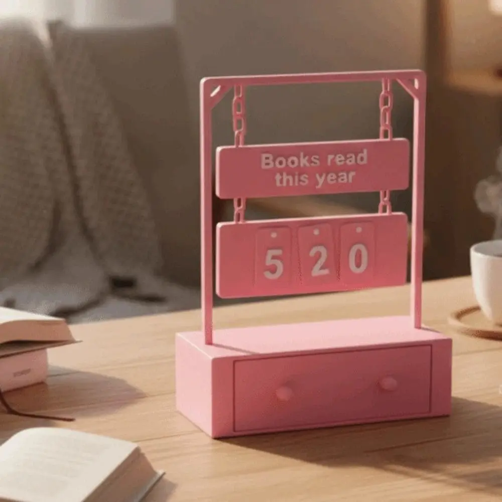 3D Book Read Counter Wear Resist with 30 Number Tags Hanging Reading Tracker Record Memo Board Waterproof Reading Log