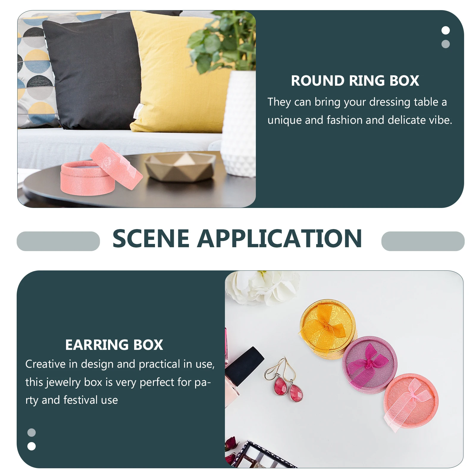 

20pcs Ring Packaging Box Jewelry Boxes for Women Round Gift Storage Case Necklace Earrings Bow Tie Design Mesh