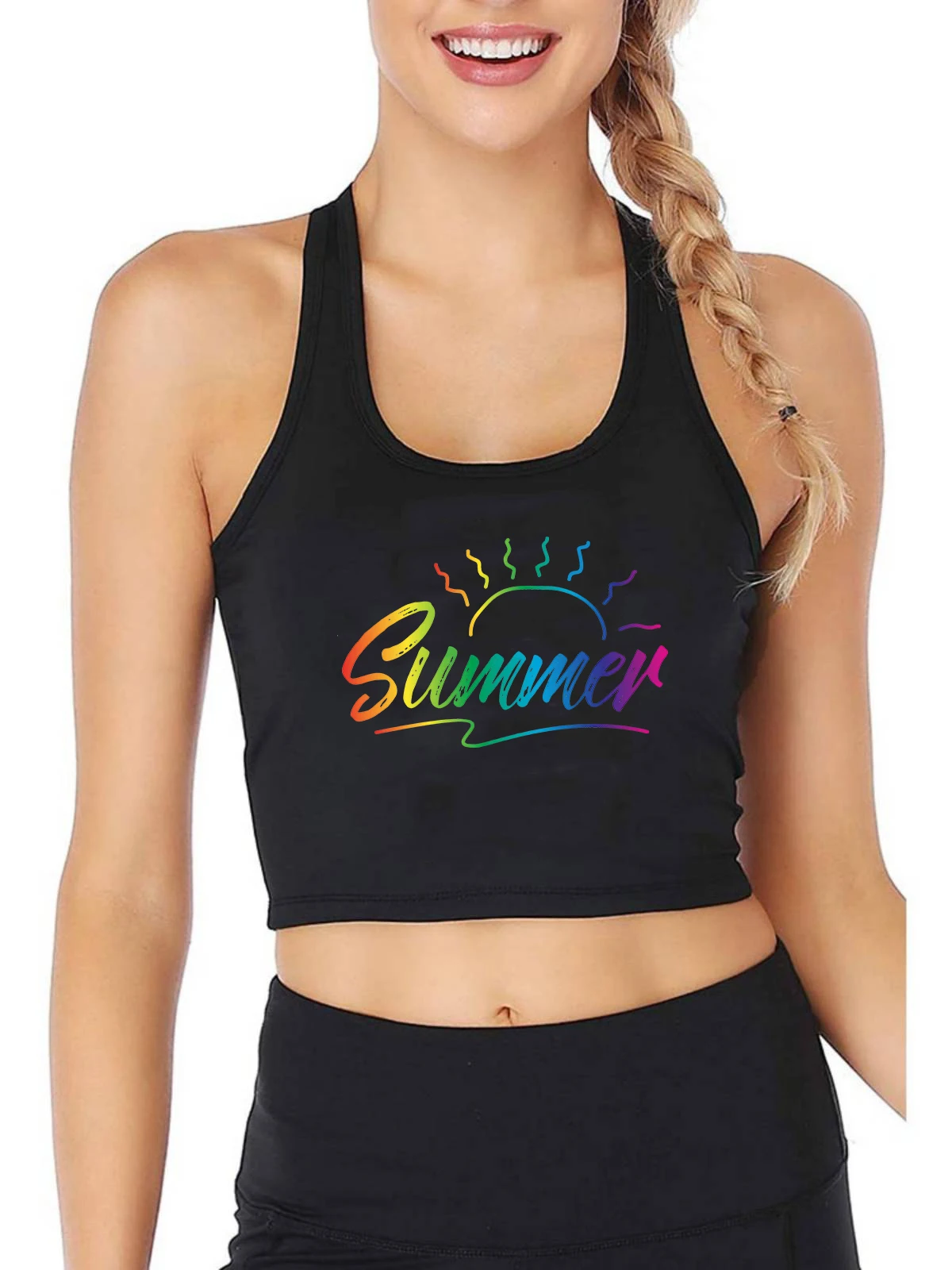 

Summer Gradient Design Sexy Slim Fit Crop Top Women's Customizable Cotton Breathable Tank Tops Street Fashion Camisole
