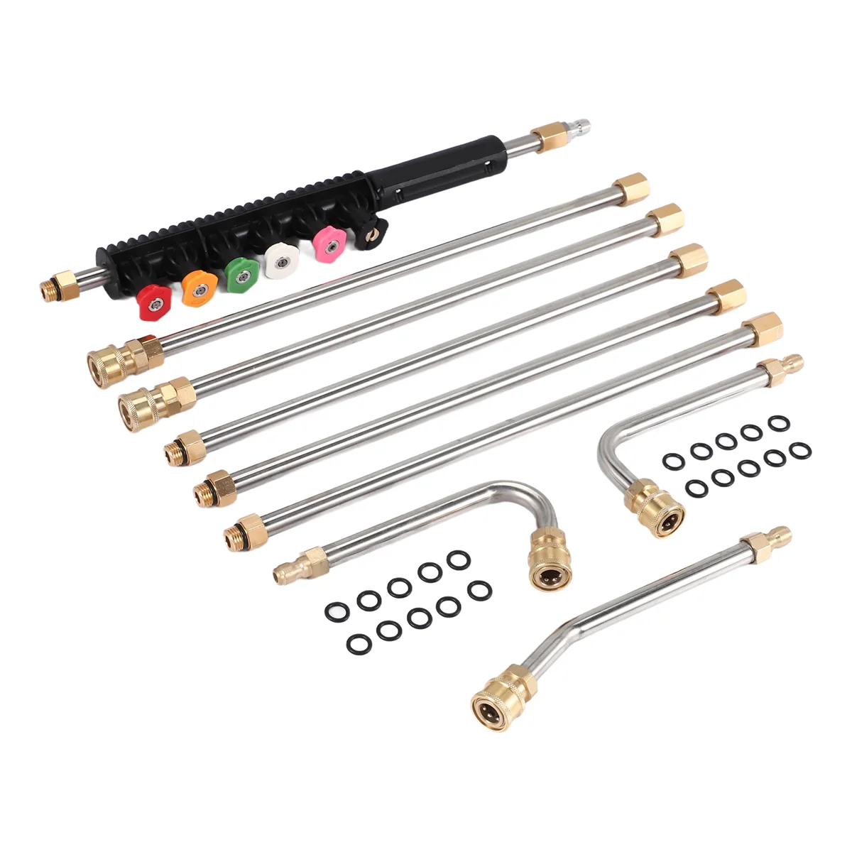 ABKO-Pressure Washer Extension Wand Set - Upgrade Power Washer Lance with Spray Nozzle Tips,Curved Rod, 1/4 Inch Quick Connect,