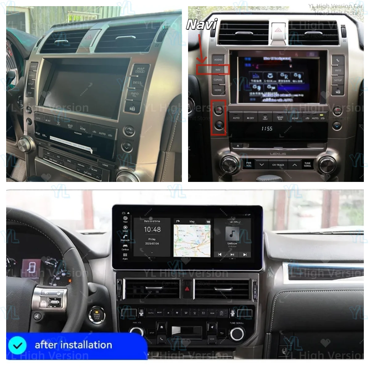 CarPlay For Lexus GX GX400 GX460 2010~2019 Multimedia Receiver Android 14 GPS Intelligent Naviga Car Radio Head Unit Dashboard